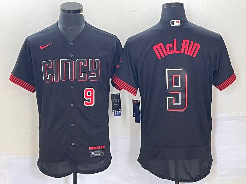 Men Cincinnati Reds #9 Mclain Nike Black 2023 City Connect Replica Player Elite MLB Jersey->cincinnati reds->MLB Jersey